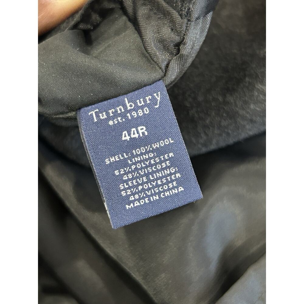 Turnbury Loro Piana Wool Overcoat Mens Size 44R Charcoal Black Tweed - Picture 10 of 10